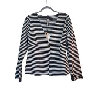 Henriette Steffensen Copenhagen Striped Fleece Blazer Sweater NWT Women's Medium